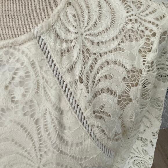 Jodi Kristopher Size 7 Cream Lace Skater Style Dress Bridal Lace Sleeves - Picture 4 of 6